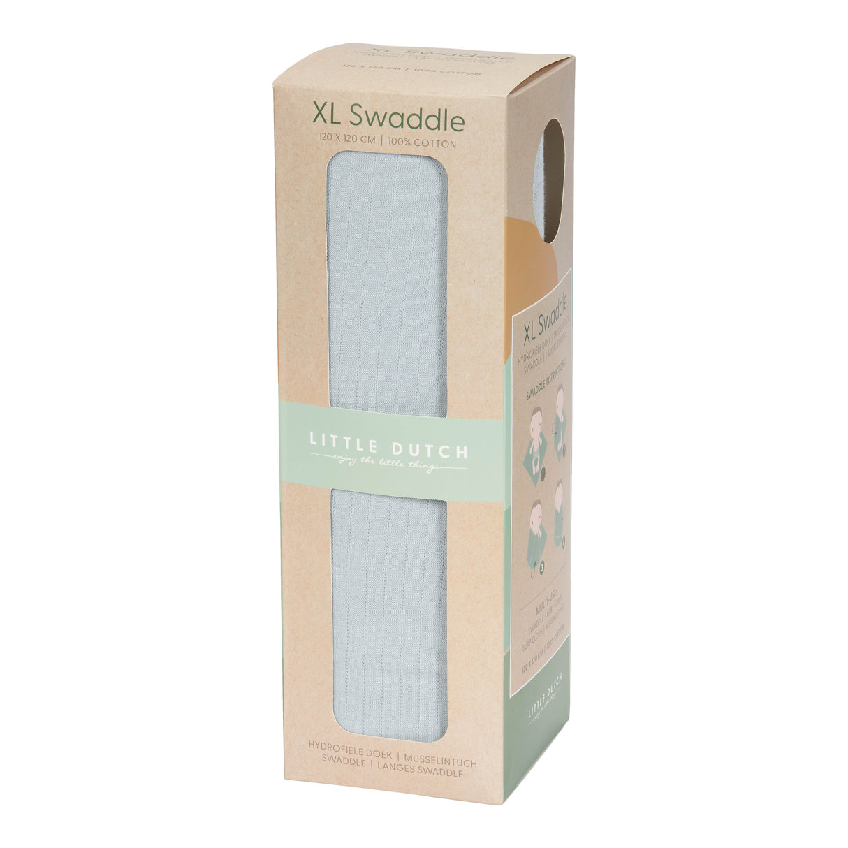 Musselintuch Swaddle 120 x 120 Pure Soft Blue