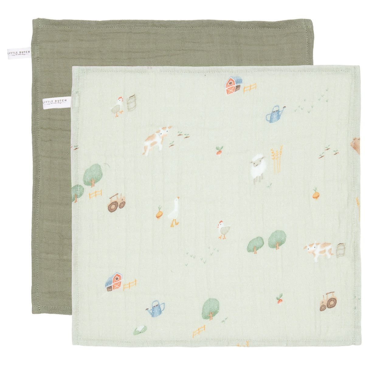 Mundtücher set muslin Little Farm / Olive