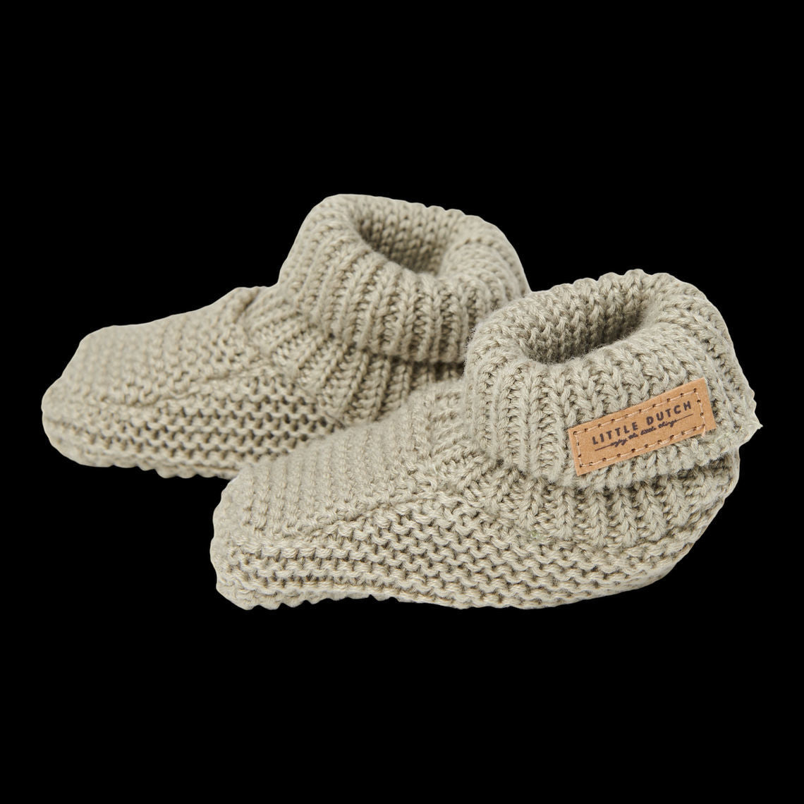 Gestrickte Babyschuhe Olive