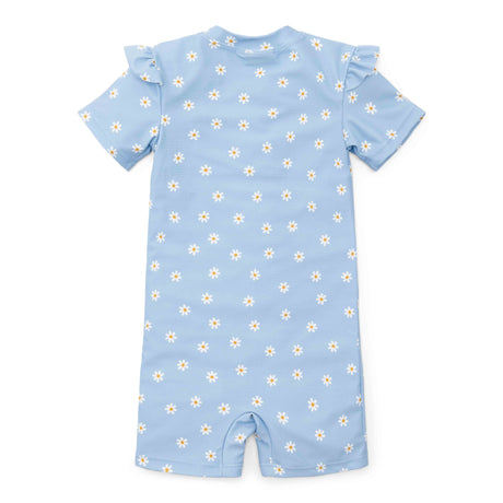 Badeanzug kurzärmligruffles Daisies Blue