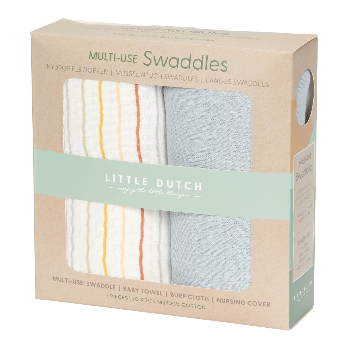 Mullwindeln 70 x 70 Vintage Sunny Stripes / Pure Soft Blue